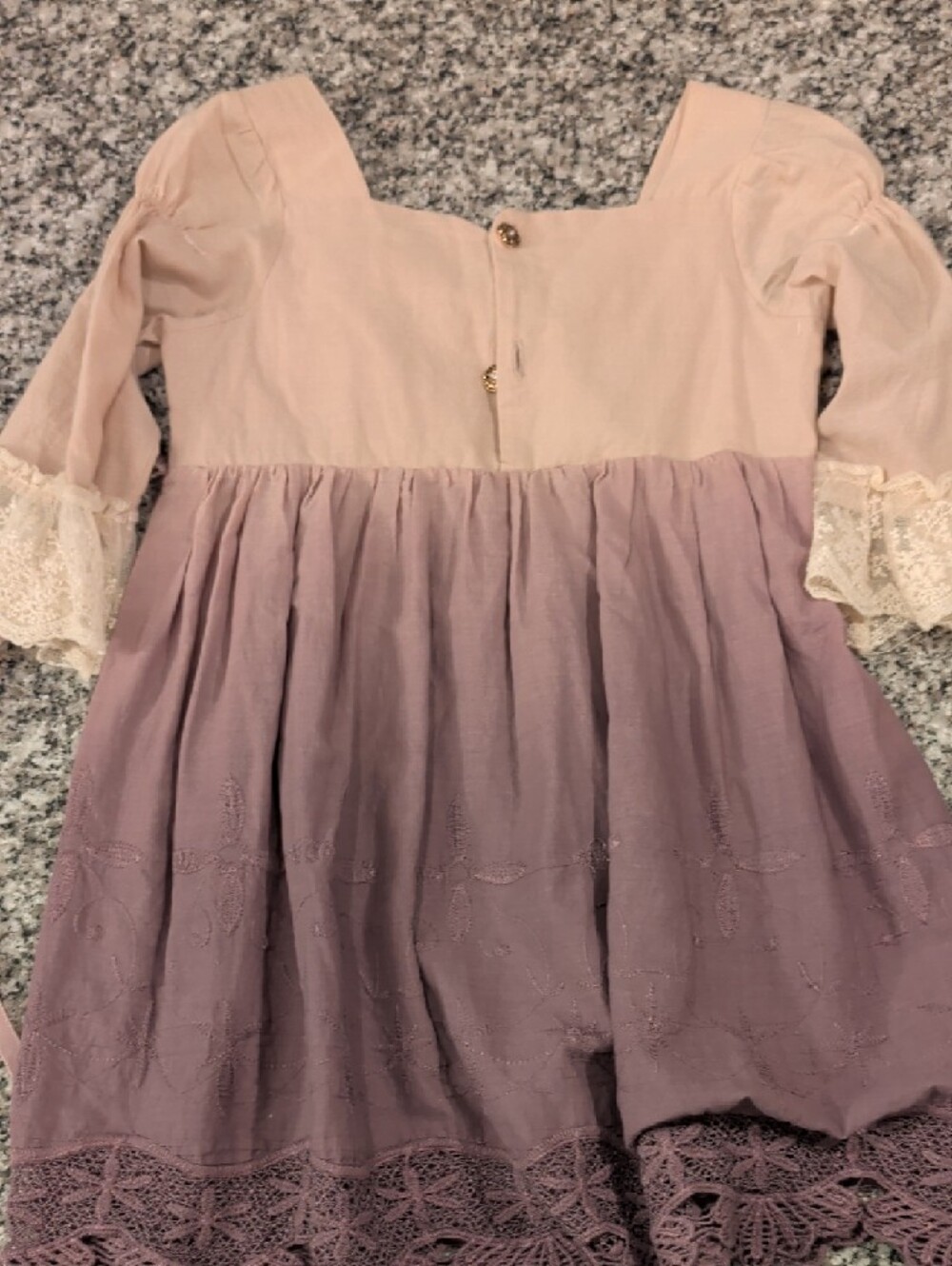 Girls Lavender and Blush Lace-Trim Formal Dress - Picture 4 of 4